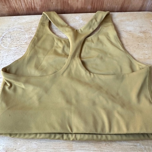 Girlfriend Collective Paloma Crop Racerback Mustard Yellow Brown Athletic Top - Picture 6 of 6